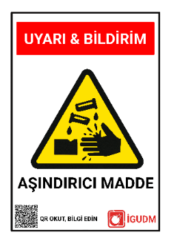 Kimyasal maddelerin aşındırıcı özelliğini belirten korozif madde uyarı levhası