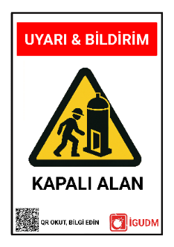 Kanalizasyon veya tünel gibi dar alanlarda çalışma tehlikesini belirten uyarı levhası