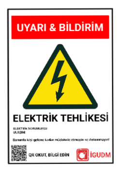 Yüksek gerilimli elektrik panolarına dokunulmaması gerektiğini belirten uyarı levhası
