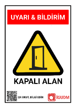 Kuyu, tank veya kazan gibi kapalı alan girişinde çalışma tehlikesini belirten uyarı levhası